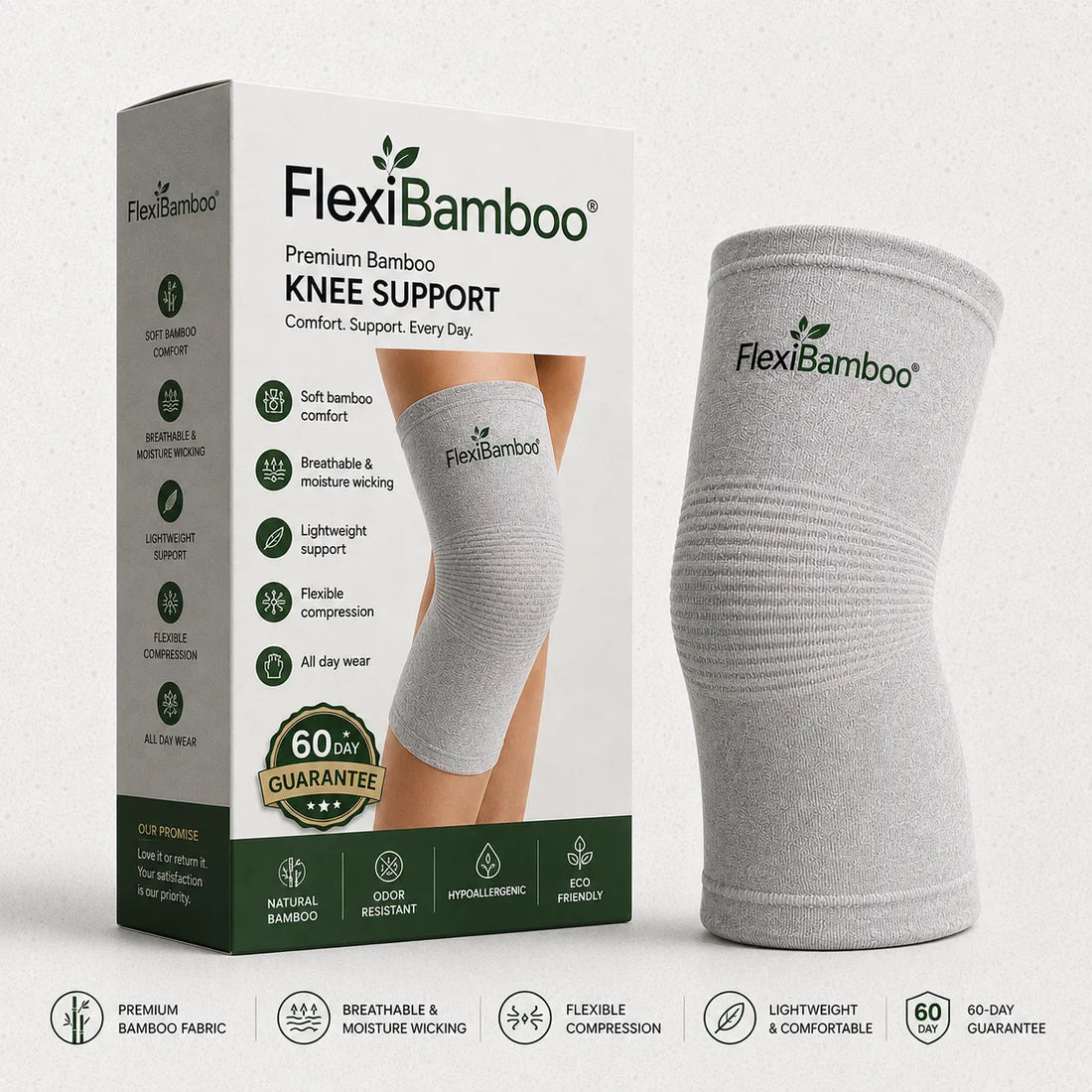 FlexiBamboo® Premium bamboo knee support