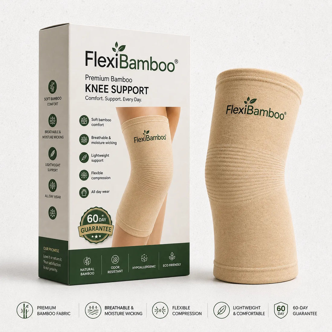 FlexiBamboo® Premium bamboo knee support