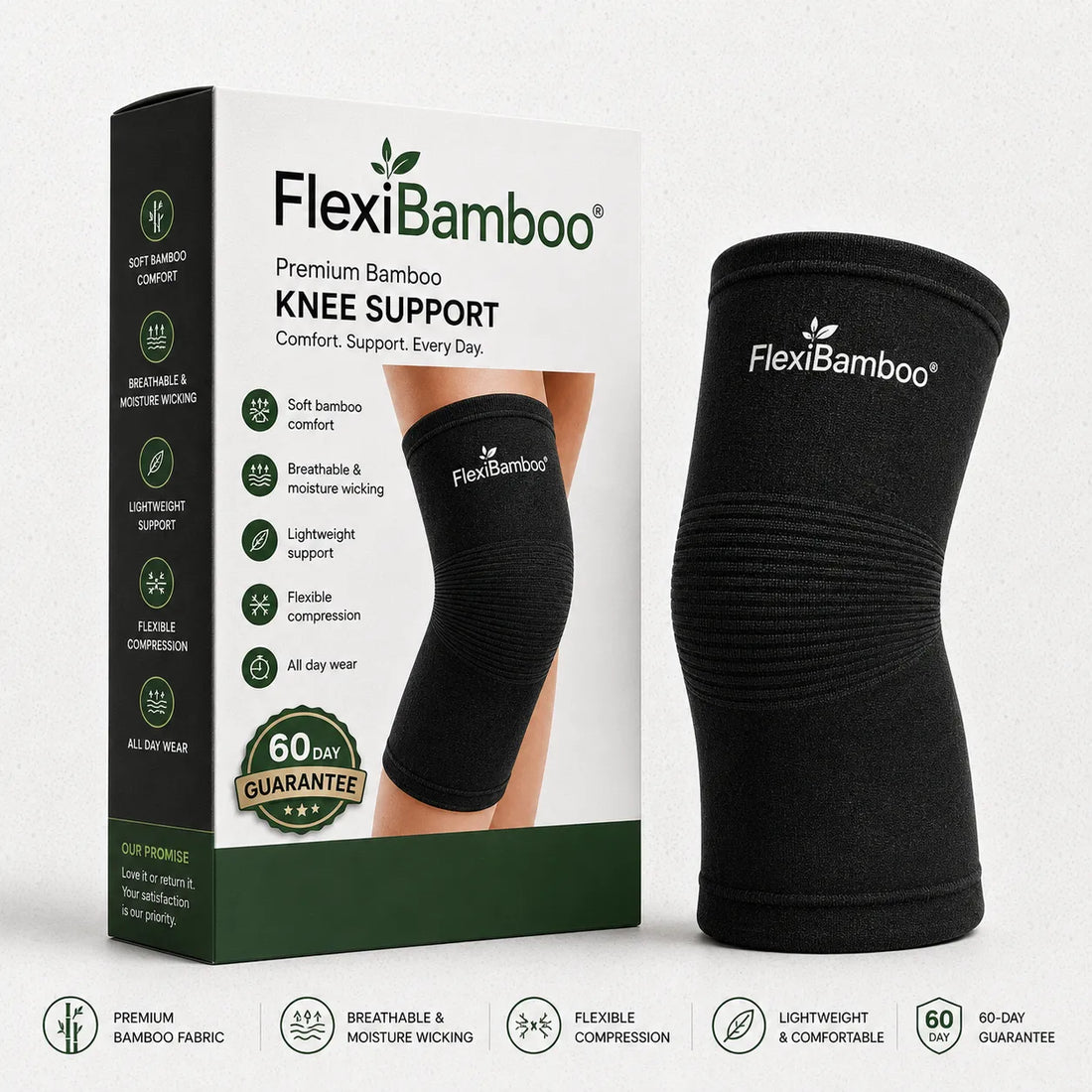 FlexiBamboo® Premium bamboo knee support